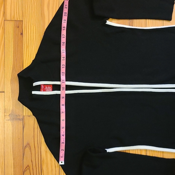 A|Line Black with White Stripe Long-Sleeve Zip-Up Collared Cardigan Sweater - PL - Picture 7 of 11